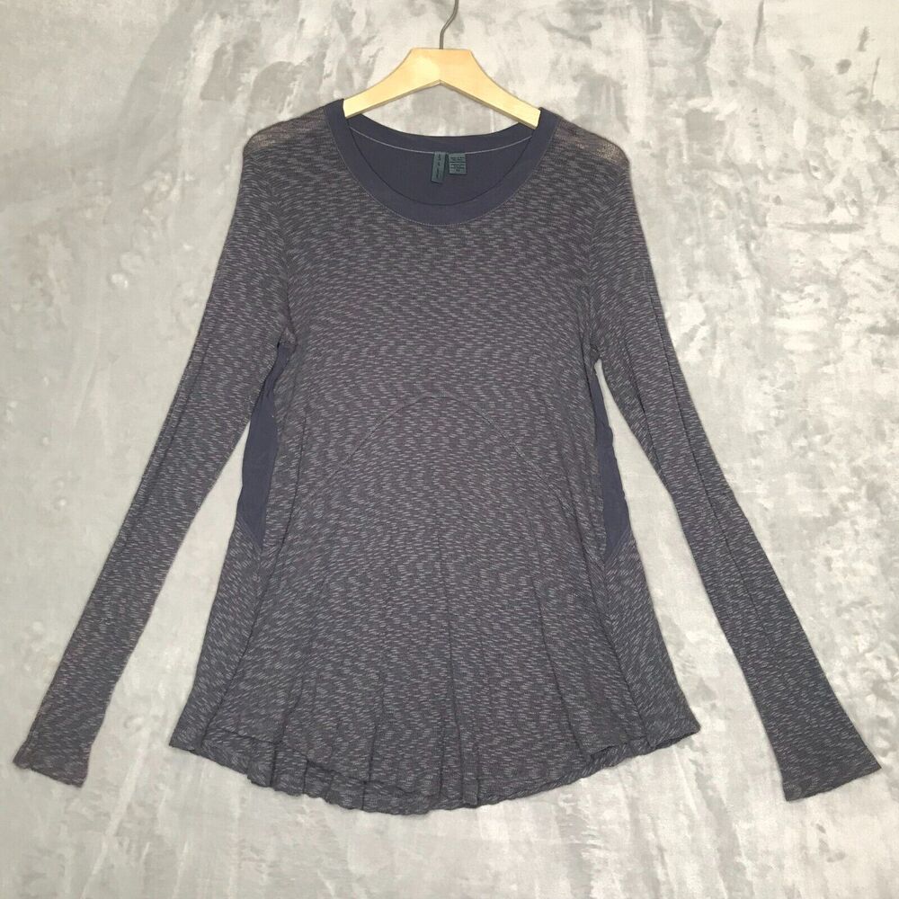 Anthropologie Left Of Center Top Womens XS Gray Long Sleeve Knit Scoop Neck Boho